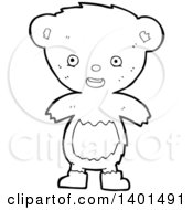 Poster, Art Print Of Cartoon Black And White Lineart Bear