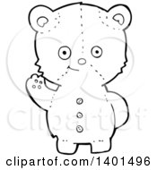 Poster, Art Print Of Cartoon Black And White Lineart Teddy Bear