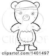 Poster, Art Print Of Cartoon Black And White Lineart Bear