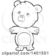 Poster, Art Print Of Cartoon Black And White Lineart Bear