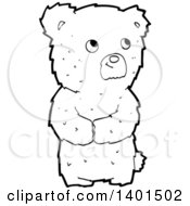 Poster, Art Print Of Cartoon Black And White Lineart Bear