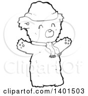 Poster, Art Print Of Cartoon Black And White Lineart Bear