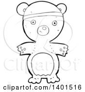 Poster, Art Print Of Cartoon Black And White Lineart Bear