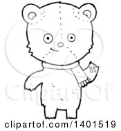 Poster, Art Print Of Cartoon Black And White Lineart Teddy Bear