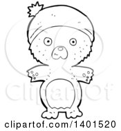 Poster, Art Print Of Cartoon Black And White Lineart Bear