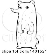 Poster, Art Print Of Cartoon Black And White Lineart Bear