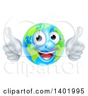 Poster, Art Print Of Happy Globe Mascot Giving Two Thumbs Up