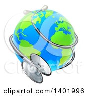 Poster, Art Print Of World Earth Globe Wrapped In A Stethoscope