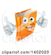 Poster, Art Print Of Happy Orange Book Character Smiling And Holding Two Thumbs Up