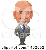 Clipart Of A Watercolor Caricature Of The Prime Minister Of Afghanistan Ashraf Ghani Ahmadzai Royalty Free Vector Illustration