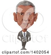 Watercolor Caricature Of The 44th American President Of The United States Of America Barack Obama
