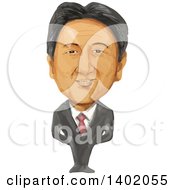 Poster, Art Print Of Watercolor Caricature Of The Primie Minister Of Japan Shinzo Abe