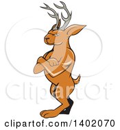 Cartoon Jackalope Standing With Folded Arms