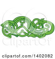 Poster, Art Print Of Retro Green Urnes Snake With An Extended Stomach