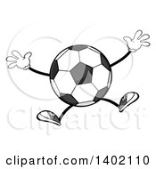 Cartoon Faceless Soccer Ball Mascot Character Jumping