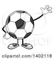 Cartoon Faceless Soccer Ball Mascot Character Waving
