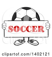 Poster, Art Print Of Cartoon Faceless Soccer Ball Mascot Character Holding A Sign