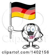Poster, Art Print Of Cartoon Soccer Ball Mascot Character Holding A German Flag