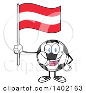 Cartoon Soccer Ball Mascot Character Holding An Austrian Flag