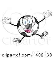 Poster, Art Print Of Cartoon Soccer Ball Mascot Character Jumping