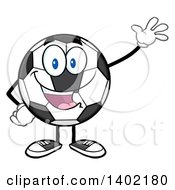 Poster, Art Print Of Cartoon Soccer Ball Mascot Character Waving