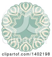 Clipart Of A Beige And Turquoise Fancy Round Label Design Element With Hearts Royalty Free Vector Illustration