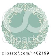 Poster, Art Print Of Beige And Turquoise Fancy Round Label Design Element With Hearts