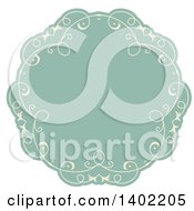 Clipart Of A Beige And Turquoise Fancy Round Label Design Element Royalty Free Vector Illustration