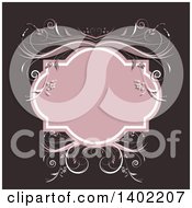 Clipart Of A Retro Pink Frame With Flowers And Vines Royalty Free Vector Illustration by KJ Pargeter