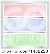 Clipart Of Pastel Grunge Website Headers With White Borders On A Gray Background Royalty Free Vector Illustration