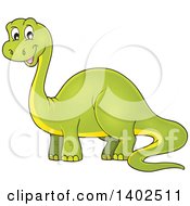 Poster, Art Print Of Happy Green Apatosaurus Dinosaur