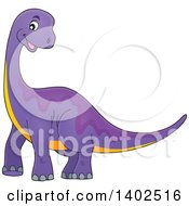 Poster, Art Print Of Happy Purple Apatosaurus Dinosaur