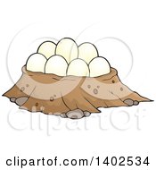 Clipart Of A Dinosaur Nest With Eggs Royalty Free Vector Illustration by visekart