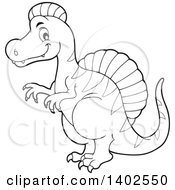 Black And White Lineart Spinosaurus Dinosaur