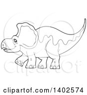 Poster, Art Print Of Black And White Lineart Triceratops Dinosaur