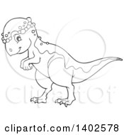 Poster, Art Print Of Black And White Lineart Pachycephalosaurus Dinosaur