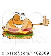 Cheeseburger Character Mascot Winking And Giving A Thumb Up