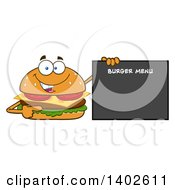 Cheeseburger Character Mascot Pointing To A Menu
