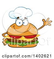 Chef Cheeseburger Character Mascot Waving