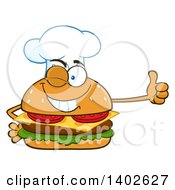Chef Cheeseburger Character Mascot Giving A Thumb Up