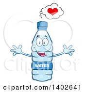 Cartoon Loving Bottled Water Character Mascot With Open Arms