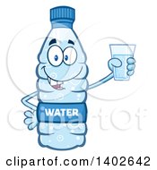 Poster, Art Print Of Cartoon Bottled Water Character Mascot Holding A Cup