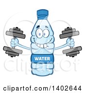 Cartoon Bottled Water Character Mascot Working Out With Dumbbells
