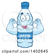 Poster, Art Print Of Cartoon Bottled Water Character Mascot Flexing