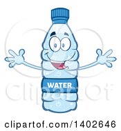 Poster, Art Print Of Cartoon Bottled Water Character Mascot With Open Arms