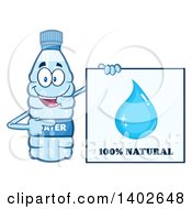 Cartoon Bottled Water Character Mascot By A 100 Percent Natural Sign