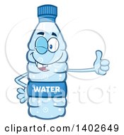 Cartoon Bottled Water Character Mascot Giving A Thumb Up And Winking