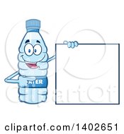 Cartoon Bottled Water Character Mascot Holding A Blank Sign