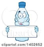 Poster, Art Print Of Cartoon Bottled Water Character Mascot Holding A Blank Sign