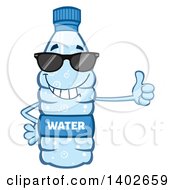 Cartoon Bottled Water Character Mascot Wearing Sunglasses And Giving A Thumb Up